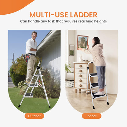 Sweetcrispy 3 Step Ladder, Folding Step Stool, Anti-Slip Pedal 🍁 All In One Marketplace Canada