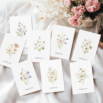 Thank You Cards with Envelopes - 32 Pack Wildflower Blank Cards With Adhesive Envelopes & Matching Stickers Perfect for Wedding, Bridal Showers, Baby Showers,Birthday, All Occasion 🍁 All In One Marketplace Canada