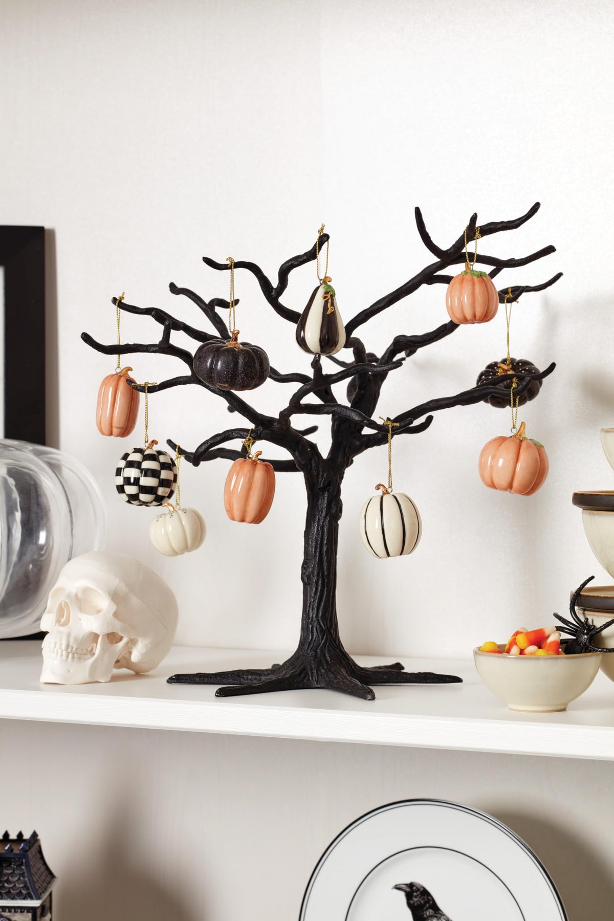 Lenox Pumpkin 10-Piece Mini Porcelain Halloween Hanging Ornament Set