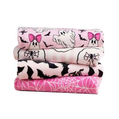 Juicy Couture Heart Spider Webs Halloween Plush Throw Blanket, Soft Polyester Decorative Throw for Sofa or Bed, Hot Pink, 50"x60"