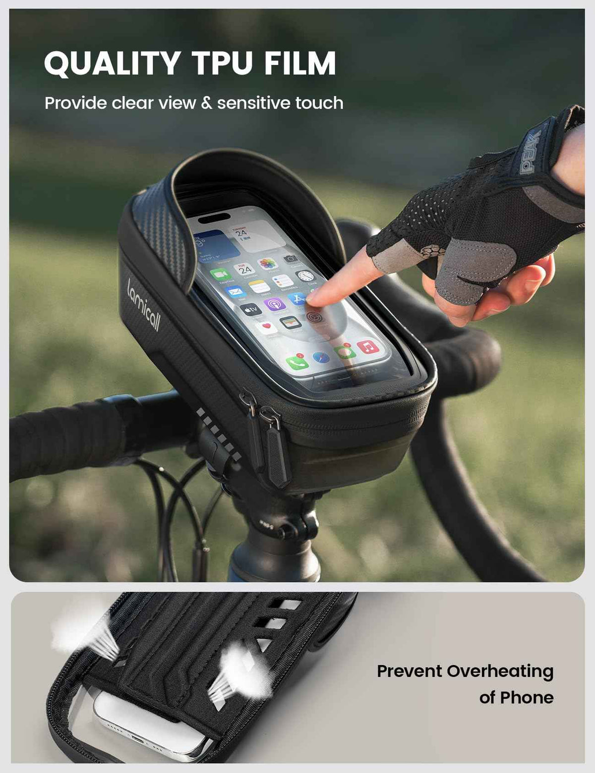 Lamicall Bike Frame Bag Waterproof - [Quick Install & Remove] 1.3L Bike Phone Bag with Sensitive Touch Screen, Bike Phone Holder with Rain Cover, Bicycle Top Tube Bag, Bike Accessories for Phones 4-7" 🍁 All In One Marketplace Canada