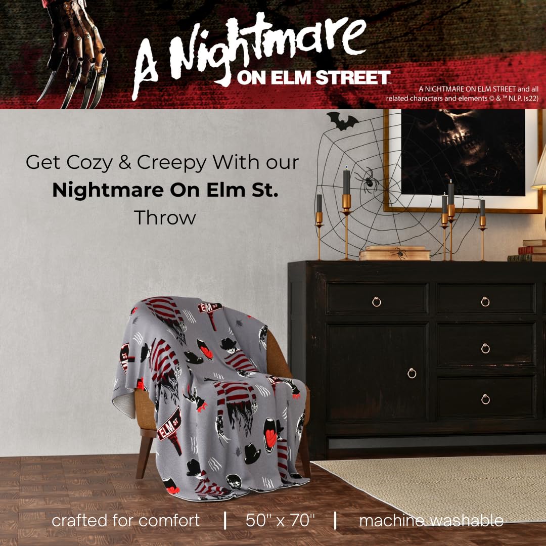 Franco Collectibles A Nightmare on Elm Street Halloween Throw Blanket, Super Soft Cozy Plush Bedding, 50" x 70", (Officially Licensed Product)
