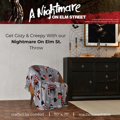 Franco Collectibles A Nightmare on Elm Street Halloween Throw Blanket, Super Soft Cozy Plush Bedding, 50" x 70", (Officially Licensed Product)