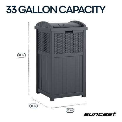 Suncast 33 Gallon Wicker-Style Hideaway Trash Can with Secure Latching Lid and Weather-Resistant Construction for Patio, Cyberspace Grey, Made in the USA 🍁 All In One Marketplace Canada