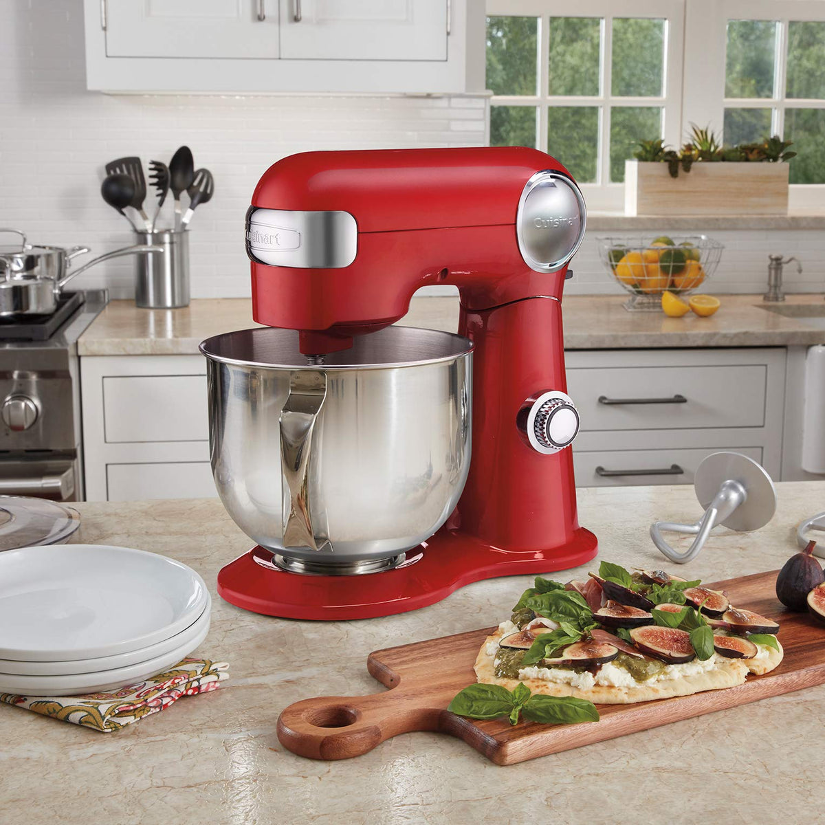 Cuisinart Precision Master 5.5-Quart Tilt-Head Stand Mixer, 12 Speed, 500W, Includes Bowl, Dough Hook, Chef's Whisk and Flat Mixing Paddle, Red (SM-50RC) 🍁 All In One Marketplace Canada