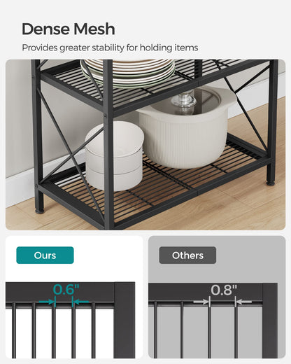 SONGMICS 5-Tier Metal Storage Rack, Shelving Unit with X Side Frames, Dense Mesh, 12.6 x 23.6 x 57.3 Inches, for Entryway, Kitchen, Living Room, Bathroom, Industrial Style, Ink Black UBSC165B01 🍁 All In One Marketplace Canada