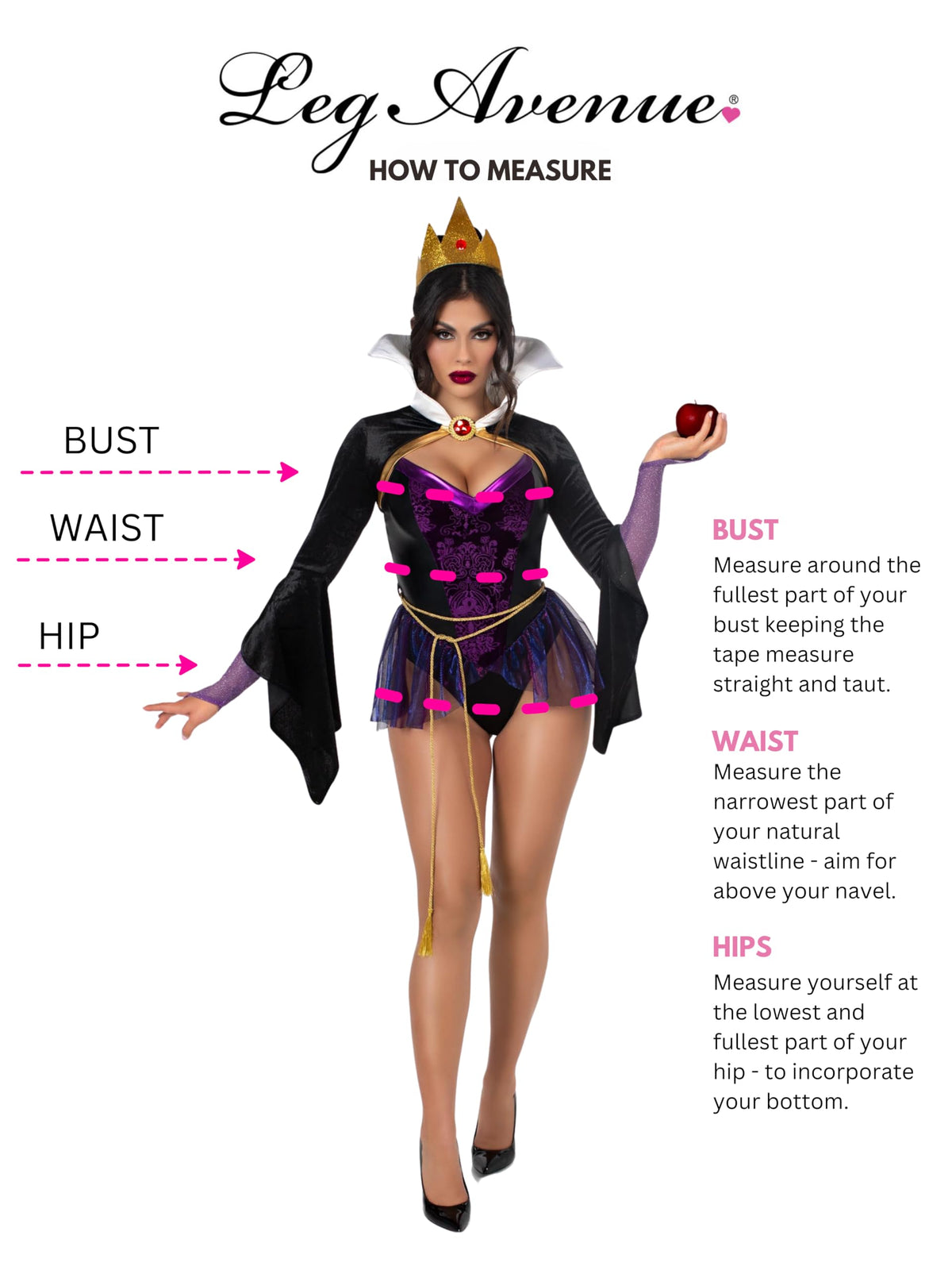 Leg Avenue Womens 4 Pc Poison Apple Queen Halloween Costume for Women, Black/Purple, Large