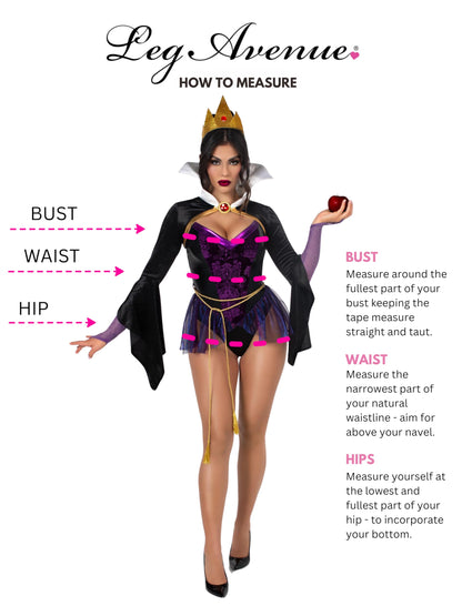 Leg Avenue Womens 4 Pc Poison Apple Queen Halloween Costume for Women, Black/Purple, Large