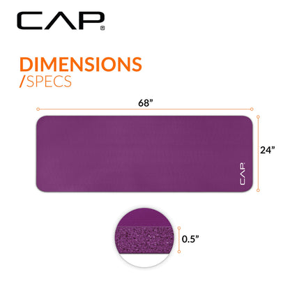 CAP Barbell High Density Exercise Yoga Mat with strap, 68"x24" 12mm - Wine 🍁 All In One Marketplace Canada