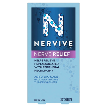 Nervive Nerve Relief, Helps Relieve Pain associated with Peripheral Neuropathy, Alpha Lipoic Acid ALA, Vitamins B1-Thiamine, B6, & B12, Turmeric, Ginger, 30-Day Supply, 30 Count 🍁 All In One Marketplace Canada