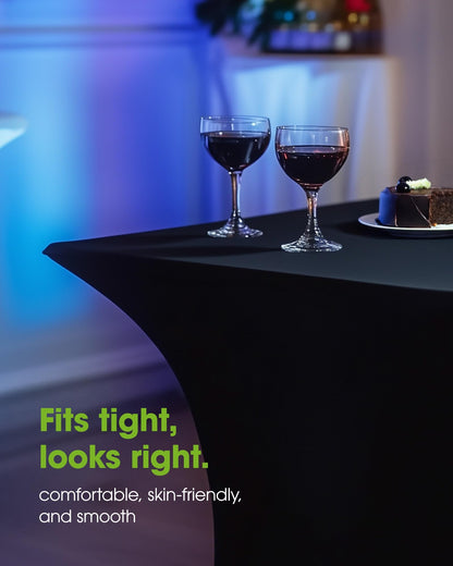 Pureegg Spandex Tablecloth 6ft - 2 Pack, Fitted and Tight Table Cloth for Rectangular Table, Wrinkle-Free and Stretch Table Cover for Party, Wedding, and Banquet, Black, 72" L x 30" W x 30" H 🍁 All In One Marketplace Canada
