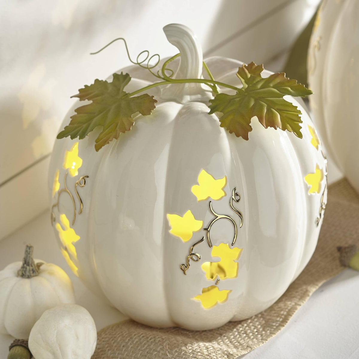 Lenox 883397 Lighted Pumpkin Medium Centerpiece, Halloween