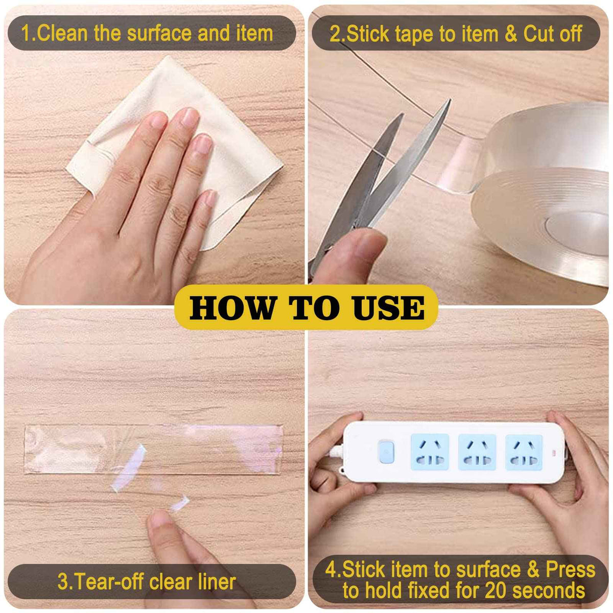 Double Sided Mounting Tape,1.2" x 200",Heavy Duty Removable Nano Adhesive Tape for Walls,Adhesive Strips Strong Sticky Gel Grip Tape,Transparent Poster Tape Wall Tape for Picture Carpet Decoration 🍁 All In One Marketplace Canada