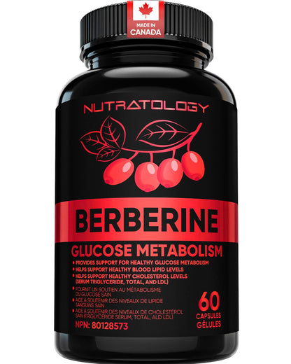 Nutratology® Berberine Supplement | Canadian-Made | Max Potency 500MG Per Capsule - Supports Glucose Metabolism & Healthy Blood Sugar Levels Through Efficient Metabolism Of Sugar & Fats - 60 Capsules 🍁 All In One Marketplace Canada