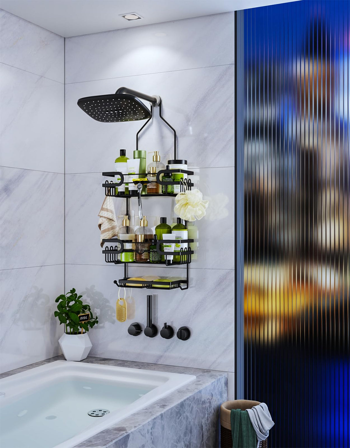 HapiRm Shower Caddy Hanging - 3 Tier Over Shower Head Caddy, No Drilling Shower Organizer Hanging with 2 Soap Holder & 12 Hooks, Bathroom Shower Shelves for Shampoo, Soap 🍁 All In One Marketplace Canada