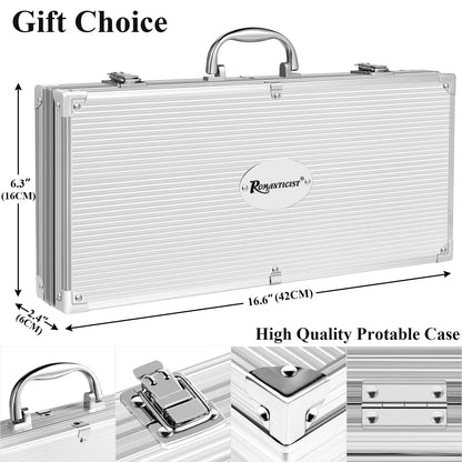 ROMANTICIST 25pcs Extra Thick BBQ Grill Accessories, Father's Day Grilling Gifts Set for Men Dad, Heavy Duty Grill Tools Utensils Kit with Spatula, Tongs in Aluminum Case for Birthday Brown 🍁 All In One Marketplace Canada