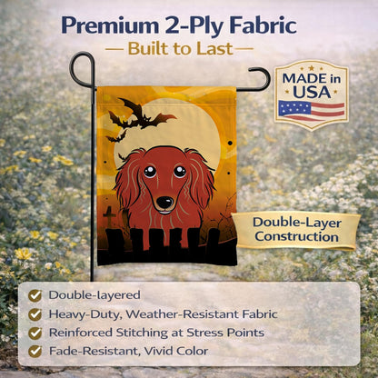 Caroline's Treasures BB1772GF Halloween Longhair Red Dachshund Garden Size Flag, Small, Multicolor