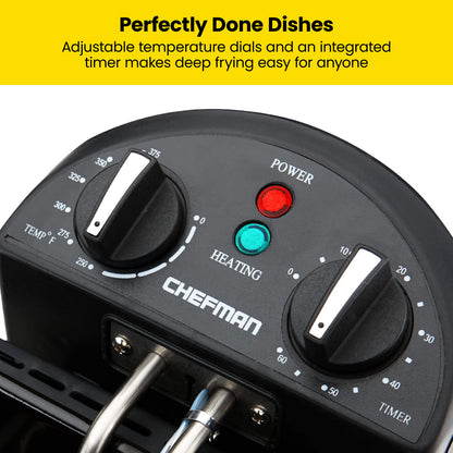 Chefman 4.3 Liter Deep Fryer with Basket for Home Use, XL Jumbo Size Fry Basket Strainer, Adjustable Temperature & Timer Fish Fryer, Chicken Fryer, French Fry Maker, Gifts for Cooks, Stainless Steel 🍁 All In One Marketplace Canada