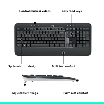 Logitech MK540 Advanced Wireless Keyboard and Mouse Combo for Windows, 2.4 GHz Unifying USB-Receiver, Multimedia Hotkeys, 3-Year Battery Life, for PC, Laptop 🍁 All In One Marketplace Canada