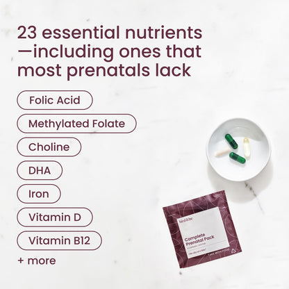 Complete Prenatal Pack – Prenatal Vitamins with Iron, Methylated Folate, DHA (Omega-3), Choline, Iodine and Essential Nutrients – Supports Early Fetal Development and Maternal Health – 30-Day Supply 🍁 All In One Marketplace Canada