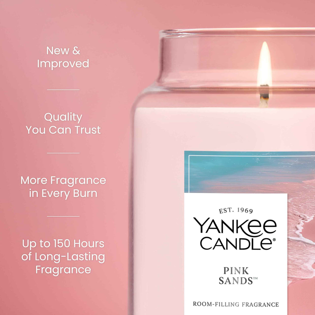Yankee Candle Large Jar Scented Candle with up to 150 Hour Burn Time, Premium Plant Wax Blend for Cleaner Consistent Burn and Room Filling Fragrance, 22 oz, Pink Sands 🍁 All In One Marketplace Canada