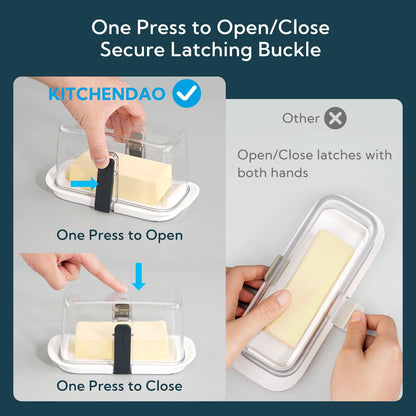 Large One-Handed Butter Dish with Lid for 1 lb Canadian Butter, Airtight Butter Keeper with Lid Fit a Full Pound Block of Butter,Locking Butter Container for Countertop,Cat/Dog Proof(White) 🍁 All In One Marketplace Canada