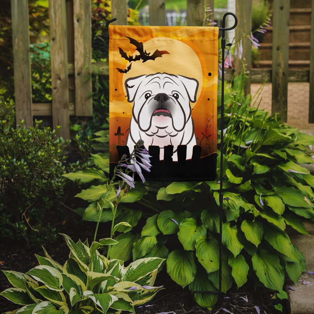 Caroline's Treasures BB1778GF Halloween White English Bulldog Flag Garden Size, Small, Multicolor