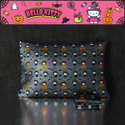 Sanrio Hello Kitty Skeleton Halloween Beauty Silky Satin Standard Reversible Pillowcase Cover 20x30 for Hair and Skin, (Officially Licensed Product) by Franco Collectibles