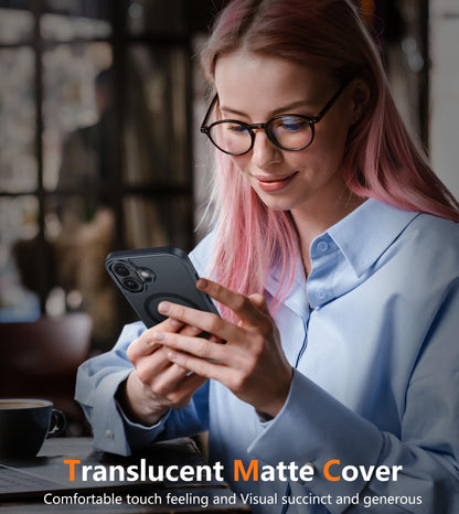 FNTCASE for iPhone 16 Phone Case: Magnetic Translucent Matte [Full Covered Camera Protection] [Screen Protector] Military Grade Shockproof Slim Cover Drop Proof Protective Cases - Black 🍁 All In One Marketplace Canada