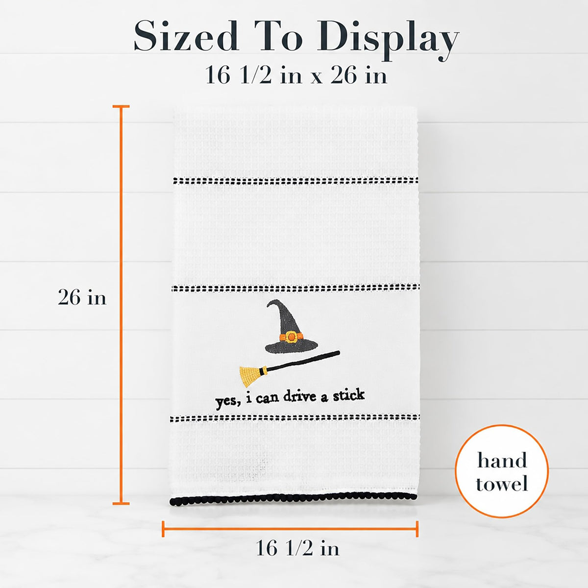 Mud Pie Halloween Towel, Drive Stick, 16 1/2" x 26"