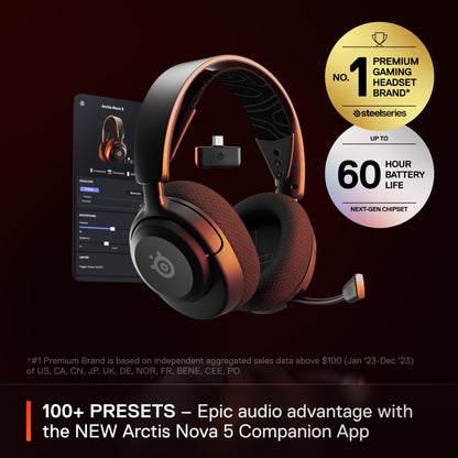 SteelSeries Arctis Nova 5 Wireless Multi-System Gaming Headset — Neodymium Magnetic Drivers — 100+ Audio Presets — 60 HR Battery — 2.4GHz or BT — ClearCast Gen2.X Mic — PC, PS5, PS4, Switch, Mobile 🍁 All In One Marketplace Canada