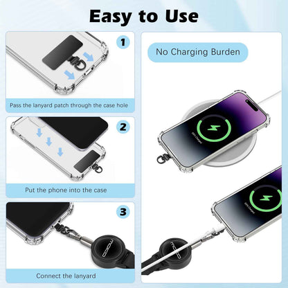 MoKo Anti-theft Phone Tether, Phone Lanyard Retractable Steel Line Cellphone Strap with Locking Carabiner and Metal 360° Tether Tab for Outdoor Skiing Hiking Climbing Fishing, Black 🍁 All In One Marketplace Canada