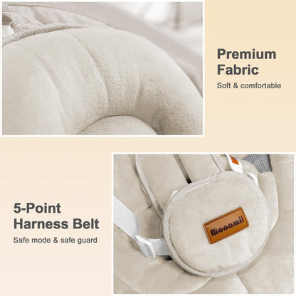 Baby Swings for Infants, Monamii Baby Swing, Bluetooth Infant Swing with Music Speaker, 5 Speeds and Remote Control, Electric Swing for Baby, Portable Baby Swing, Indoor & Outdoor Use (Light Beige) 🍁 All In One Marketplace Canada