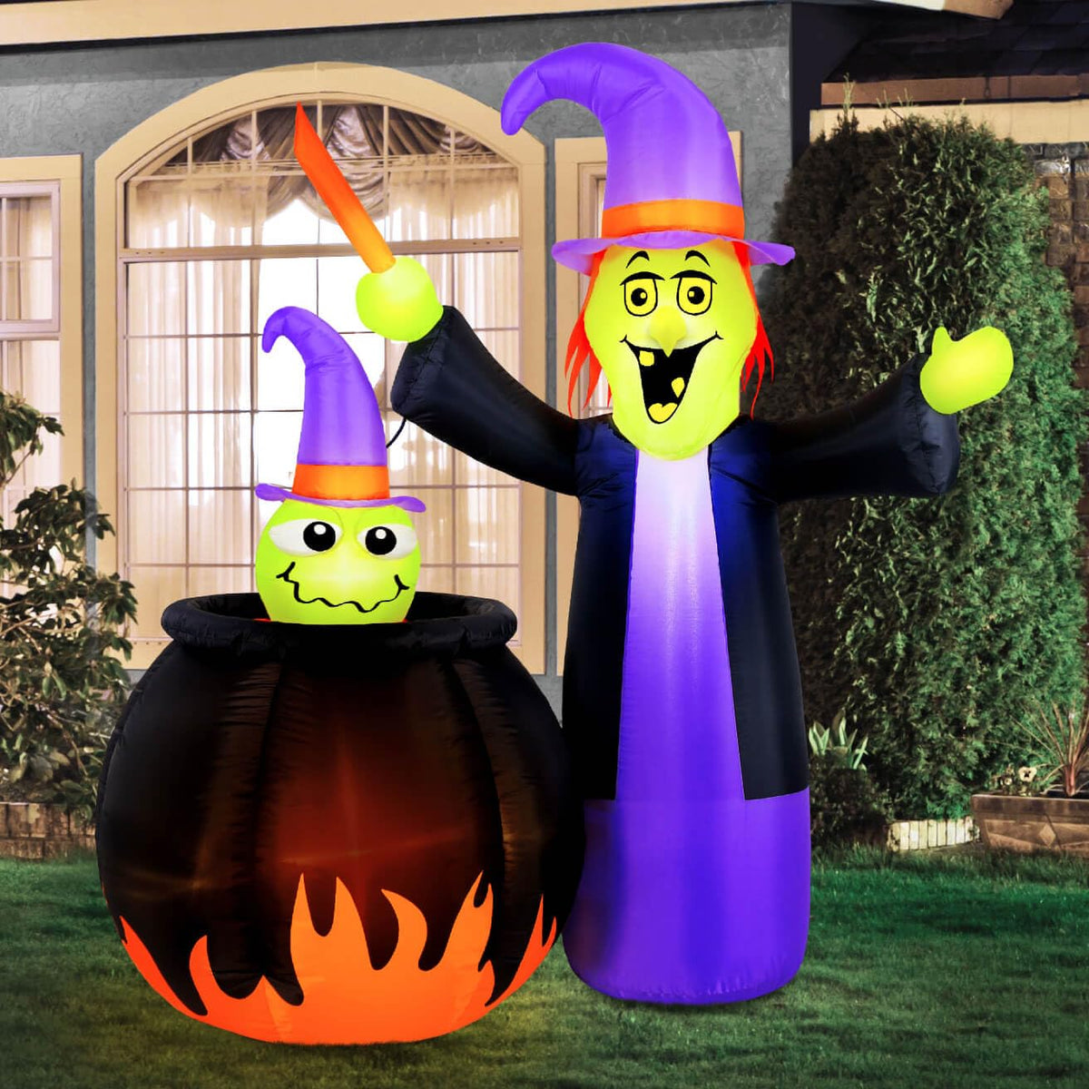 Occasions Halloween 5 Foot Inflatable Animated Witch with Cauldron