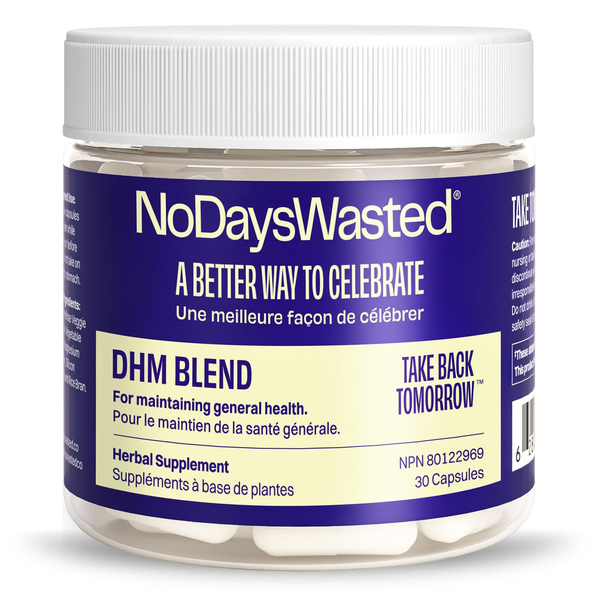 DHM Blend, No Days Wasted, 30 Capsules (15 Servings) - Jar - Dihydromyricetin (DHM Supplement), Milk Thistle, Prickly Pear, Hydration Blend-Take During Evening for Better Next Day After Celebrating 🍁 All In One Marketplace Canada