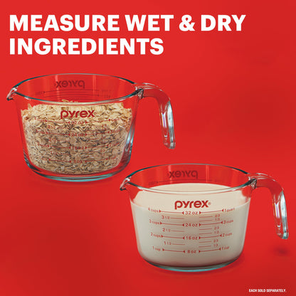 Pyrex 3 Piece Glass Measuring Cup Set, Includes 1-Cup, 2-Cup, and 4-Cup Tempered Glass Liquid Measuring Cups, Dishwasher, Freezer, Microwave, and Preheated Oven Safe, Essential Kitchen Tools 🍁 All In One Marketplace Canada