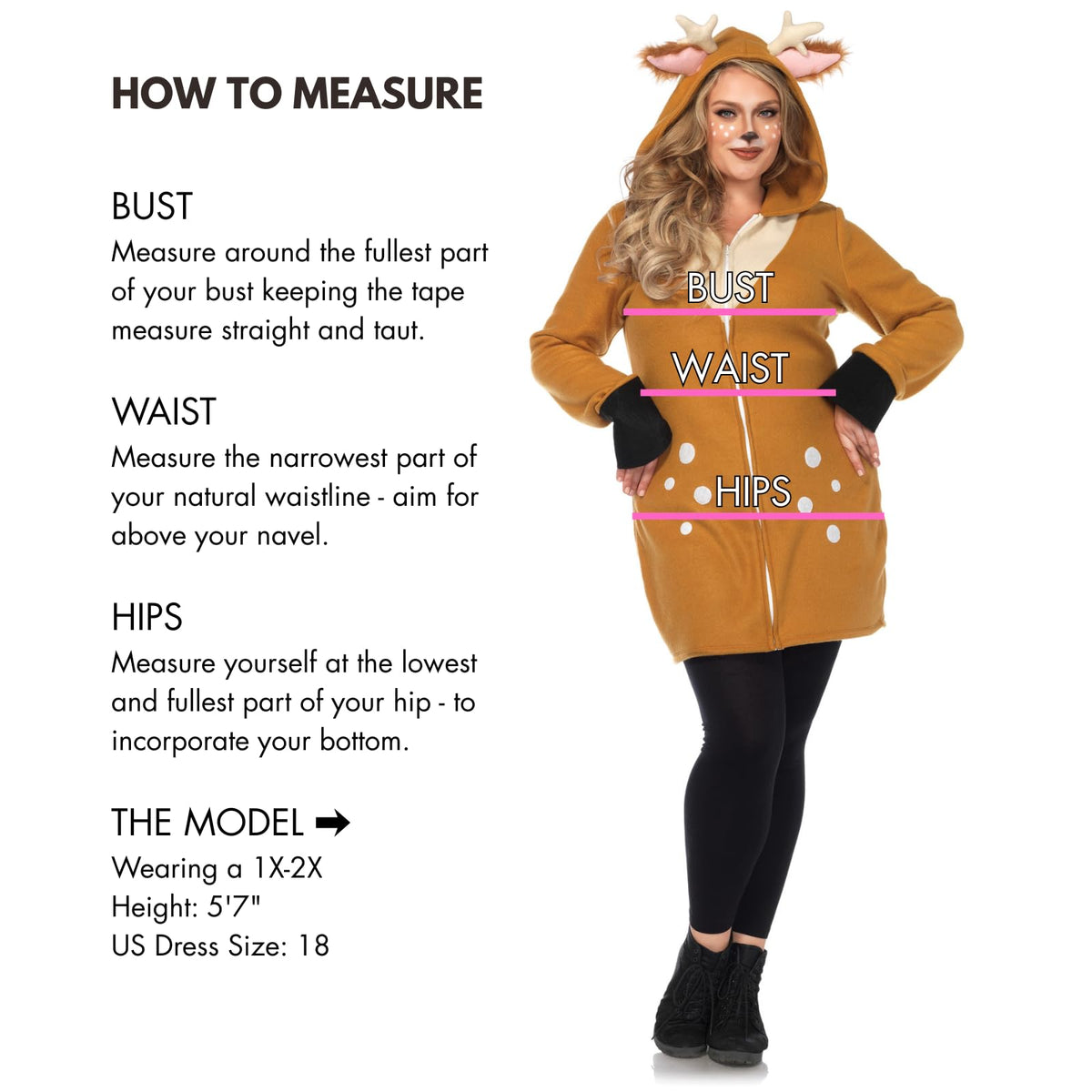 Leg Avenue Women's Hooded Cozy Fawn Halloween Costume, Brown/Khaki, 3X / 4X