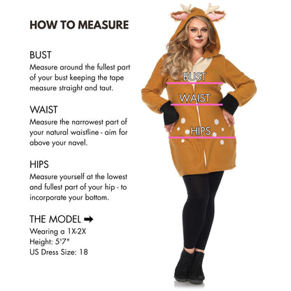 Leg Avenue Women's Hooded Cozy Fawn Halloween Costume, Brown/Khaki, 3X / 4X