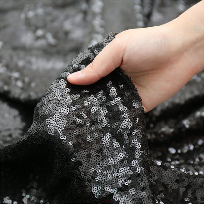 SoarDream Black Sequin Tablecloth 90x156 Inch Rectangle Wedding Tablecloth for Birthday Baby Shower Graduation Indoor Outdoor Halloween Party Table Decorations