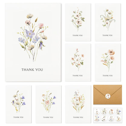 Thank You Cards with Envelopes - 32 Pack Wildflower Blank Cards With Adhesive Envelopes & Matching Stickers Perfect for Wedding, Bridal Showers, Baby Showers,Birthday, All Occasion 🍁 All In One Marketplace Canada
