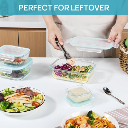 Vtopmart 8 Pack Glass Container Food Storage, Meal Prep Containers, Airtight Lunch Boxes with Leak Proof Locking Lids, for Microwave, Oven, Freezer and Dishwasher, Green 🍁 All In One Marketplace Canada