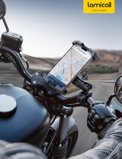 Lamicall Motorcycle Phone Mount Holder - [Dual Vibration Dampener] [720° Adjustment Arm] Motorcycle Cell Phone Holder, Bike Handlebar Phone Mount for iPhone 17 Pro/Air/16/15/14 Pro Max, 4.7-6.7" Phone 🍁 All In One Marketplace Canada