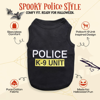 Parisian Pet Police K9 Dog Costume - Dog K9 Halloween Shirt - Pet Police Costume - Dogs Costumes for Halloween - Dogs Apparel & Accessories - Sleeved Pet Outfit - XL