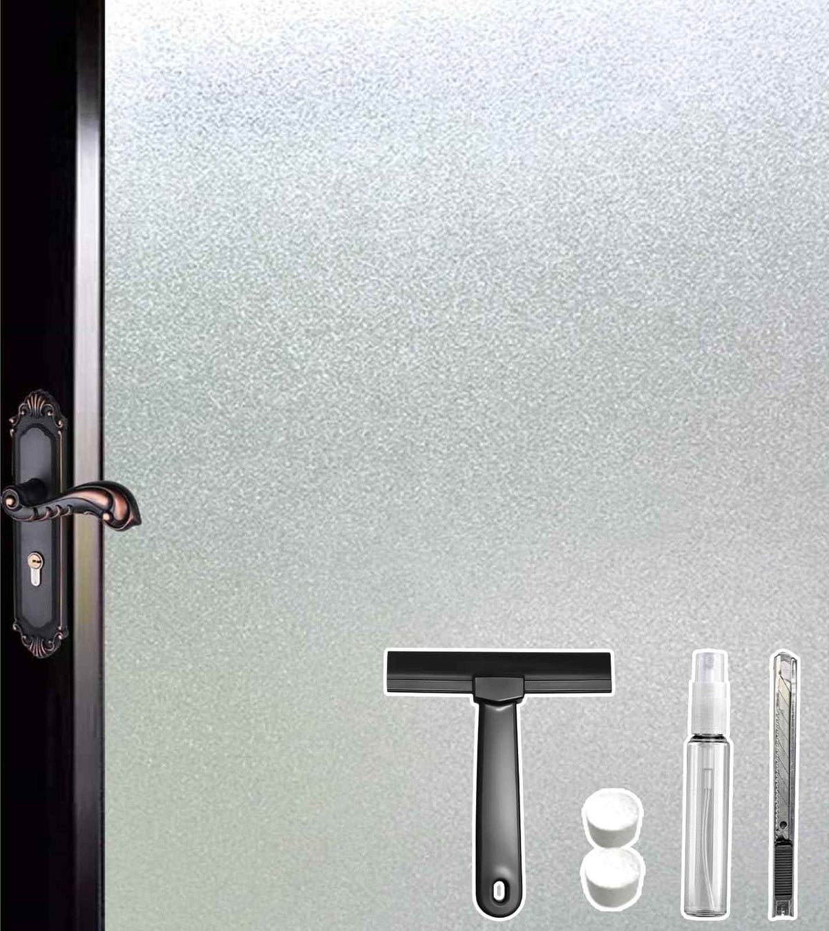 DUOFIRE Privacy Window Film Frosted Glass Film Static Cling Glass Film No Glue Anti-UV Window Sticker Non Adhesive for Privacy Office Meeting Room Bathroom Living Room, Pure Frosted 44.3 x 200cm 🍁 All In One Marketplace Canada