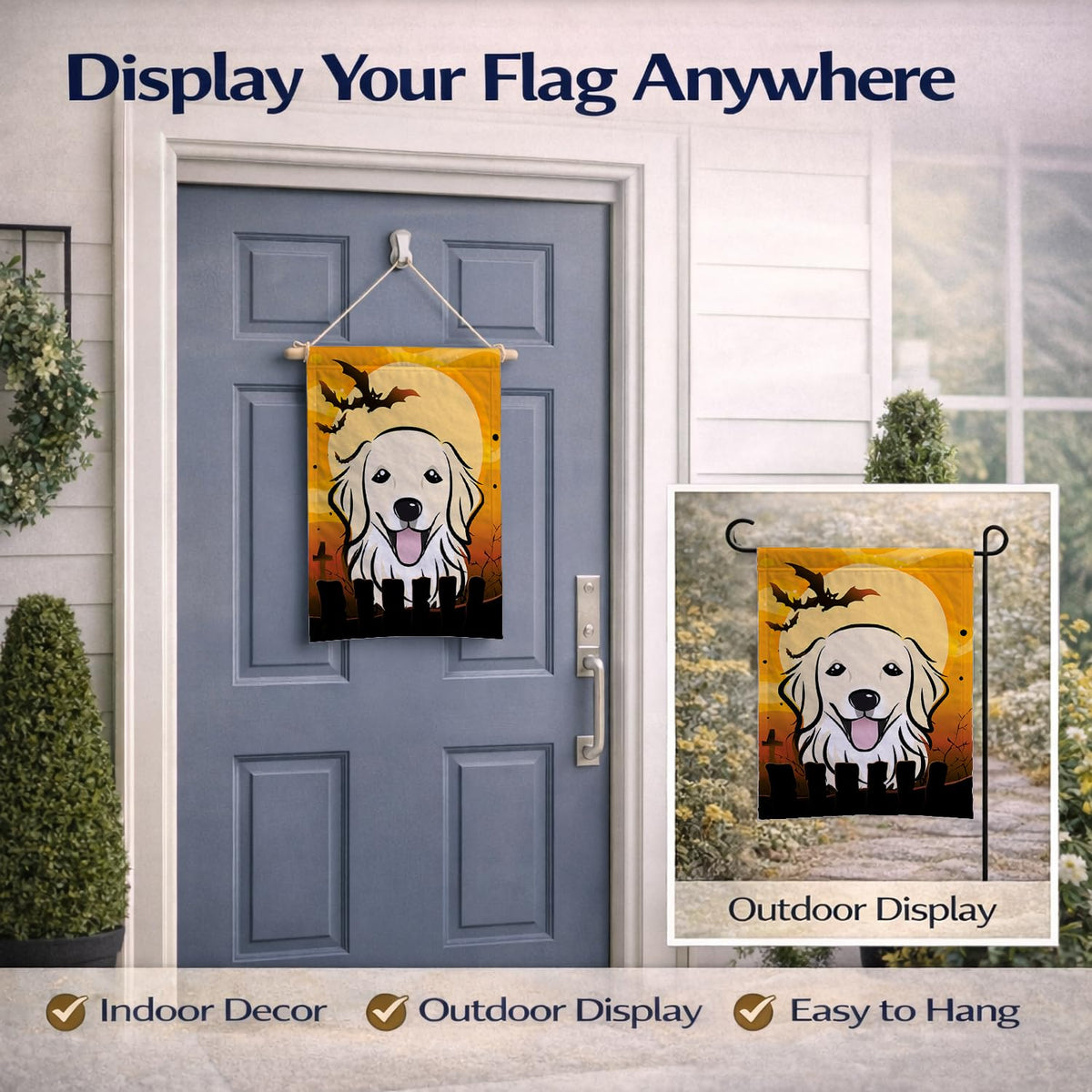 Caroline's Treasures BB1763GF Halloween Golden Retriever Garden Size Flag, Small, Multicolor