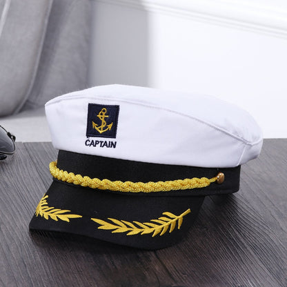 Yacht Captain Hat White Sailor Hat for Women Men Yacht Boat Captain Cap Halloween Costume Party Masquerade Cosplay Accessory