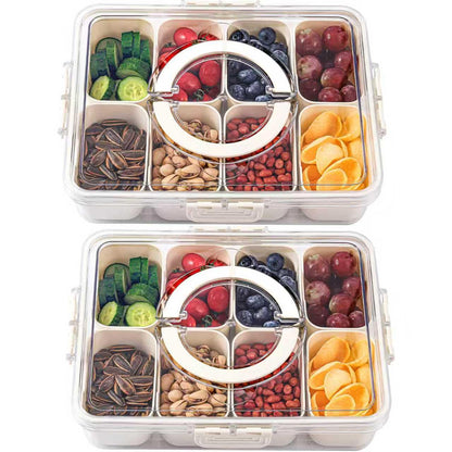 Snackle Box Container with Lid & Handle, Airtight Divided Snack Organizer, Portable Charcuterie Board for Travel, Road Trips, Picnic, Fruits, Veggies, Candy & Nuts, 2 Pack 🍁 All In One Marketplace Canada
