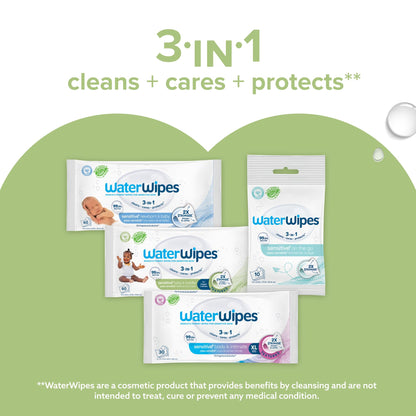 WaterWipes Sensitive+ Baby & Toddler Wipes, 3-In-1 Cleans, Cares, Protects, 99.9% Water, Textured Clean, Unscented & Hypoallergenic, 720 Count (12 Packs) 🍁 All In One Marketplace Canada