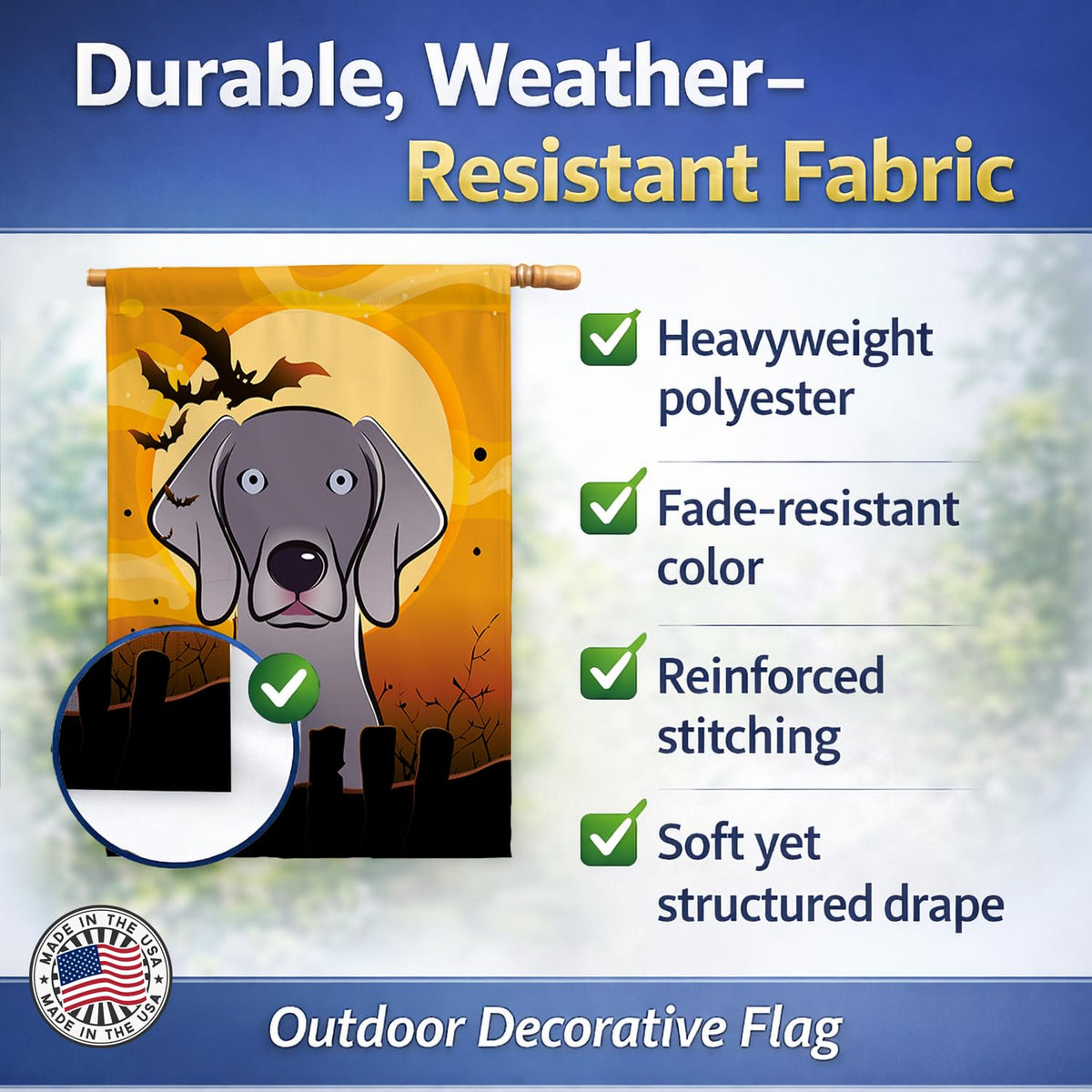 Caroline's Treasures BB1789CHF Halloween Weimaraner Canvas House Size Flag, Multicolor, Large