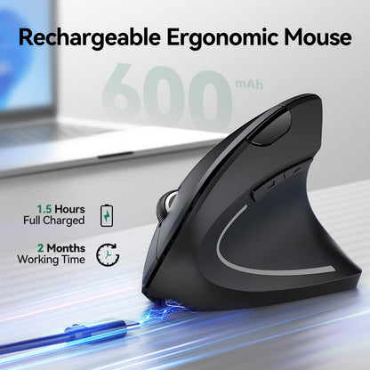 TECKNET Ergonomic Mouse, Rechargeable Vertical Ergo Mouse Wireless, Silent 2.4GHz 6 Buttons Optical Carpal Tunnel Mouse, 5 Adjustment Levels, Up to 4800DPI Wireless Mouse for Laptop, Desktop, PC 🍁 All In One Marketplace Canada